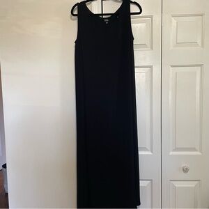 Eileen Fisher Maxi Black Gauze Linen Tank Dress Size Medium
